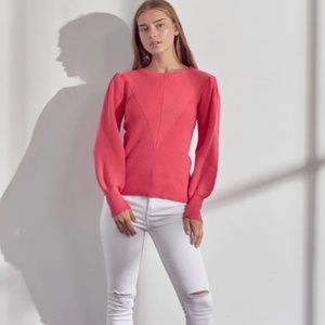 Merci Vanessa Ribbed Sweater, Flamingo Pink